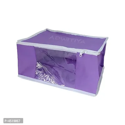 ADWITIYA - Set of 2 Pcs White Border Large Nonwoven Saree Cover - Purple-thumb2