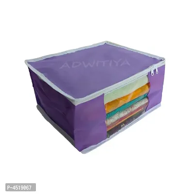 ADWITIYA - Set of 2 Pcs White Border Large Nonwoven Saree Cover - Purple-thumb4