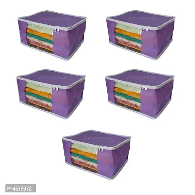 ADWITIYA - Set of 5 Pcs White Border Large Nonwoven Saree Cover - Purple