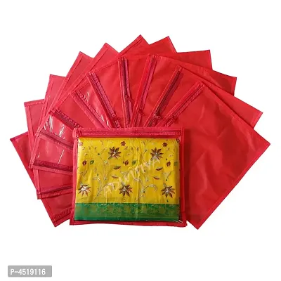 ADWITIYA - Set of 12 Pcs Plain Single Nonwoven Saree Cover - Red
