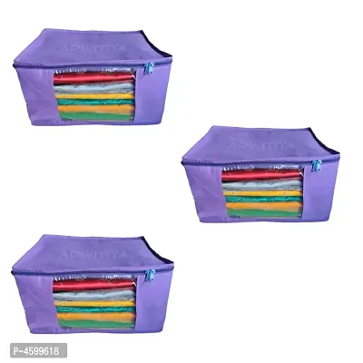 Set of 3 - Plain Large Nonwoven Saree Cover - Purple-thumb0