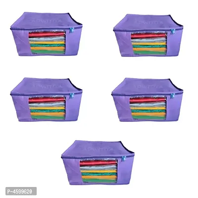 Set of 5 - Plain Large Nonwoven Saree Cover - Purple-thumb0