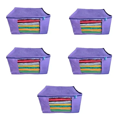 Set of 5 - Plain Large Nonwoven Saree Cover - Purple
