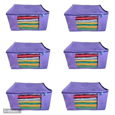 Set of 6 - Plain Large Nonwoven Saree Cover - Purple-thumb0