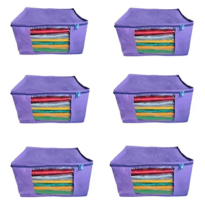 Set of 6 - Plain Large Nonwoven Saree Cover - Purple