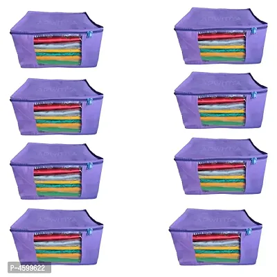 Set of 8 - Plain Large Nonwoven Saree Cover - Purple-thumb0