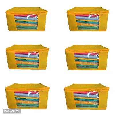 Set of 6 - Plain Large Nonwoven Saree Cover - Yellow-thumb0
