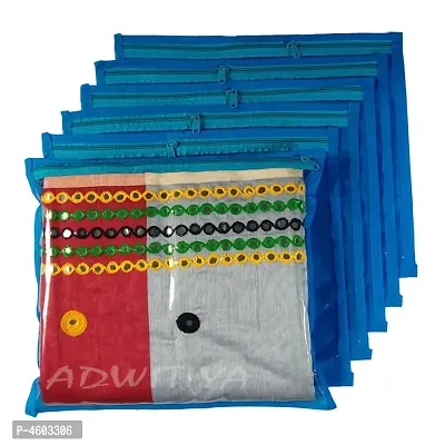 Set of 6 - Single Nonwoven Saree Cover - Blue-thumb0