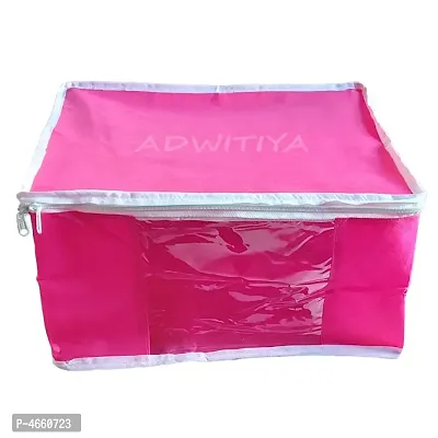 Set of 2 - White Border Large Nonwoven Saree Cover - Pink-thumb3