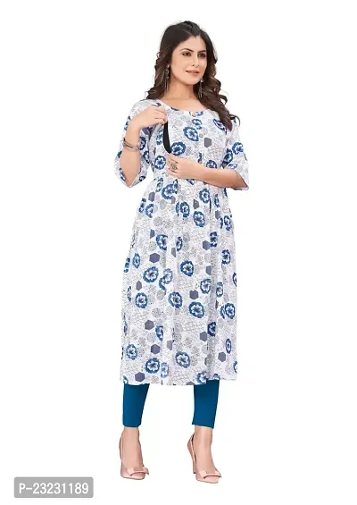 Manas Ethnic Women's Printed Cotton Regular Fit 3/4 Sleeve Lightweight Casual Wear Feeding Kurti (D-C-1094)