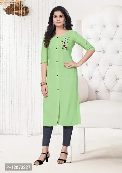 Women Stylish Cotton Blend Embroidered Straight Kurta