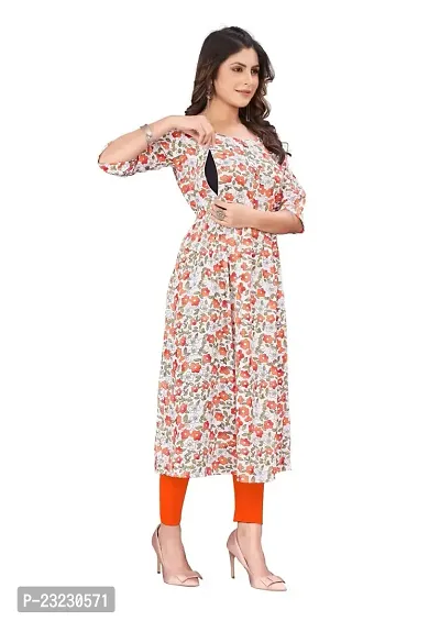 Manas Ethnic Women's Printed Cotton Regular Fit 3/4 Sleeve Lightweight Casual Wear Feeding Kurti (D-C-1095)