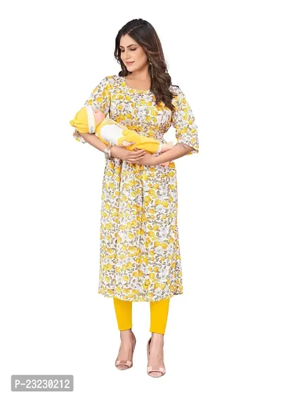 Manas Ethnic Women's Printed Cotton Regular Fit 3/4 Sleeve Lightweight Casual Wear Feeding Kurti (D-C-1095)-thumb5