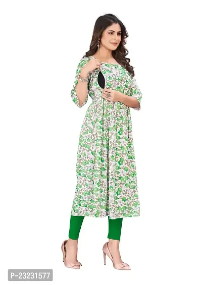 Manas Ethnic Women's Printed Cotton Regular Fit 3/4 Sleeve Lightweight Casual Wear Feeding Kurti (D-C-1095)