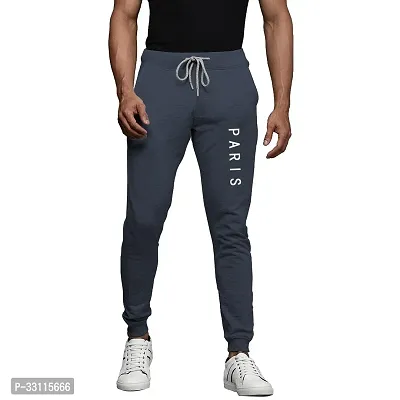 Stylish Cotton Blend Navy Blue Slim Fit Joggers For Men-thumb0