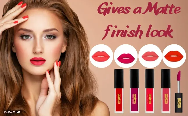 Non Transfer Waterproof Longlasting Liquid Matte Mini Lipstick Combo Pack Of 4 Makeup Lipstick-thumb4