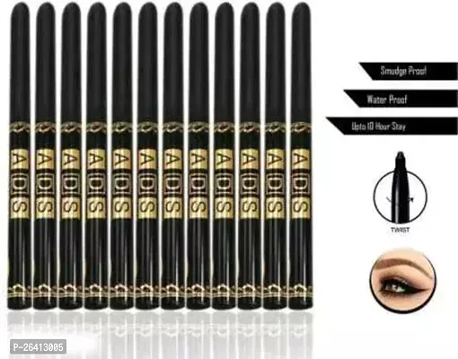 Tilkor Ads Bold, Smudge And Waterproof Eye Pencil -Black, 12 Pieces-thumb0