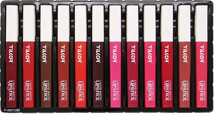 Tilkor 12 Pc Set Liquid Matte Lipstick -12 Color, 80 Ml