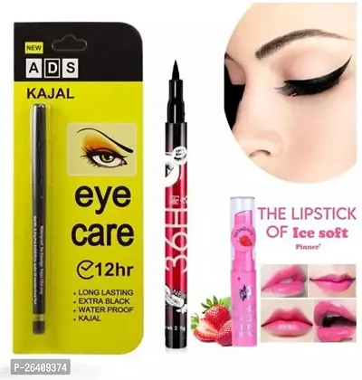 Tilkor Beauty Ads Kajal, H36 Eye Liner Pink Magic-3 Items In The Set