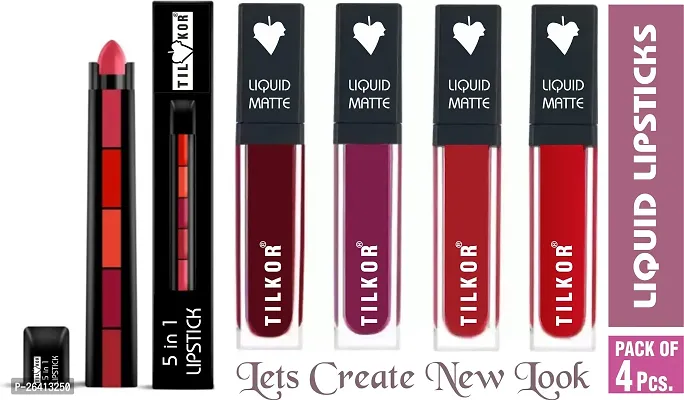 Tilkor Beauty Sensational Long Lasting Liquid Matte Mini Lipstick-Set Of 4