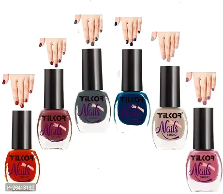 Tilkor Exclusive Collection Nail Polish For Trendy Girls And Women- Pack Of 6-thumb0