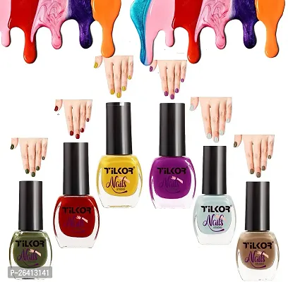 Tilkor Exclusive Collection Nail Polish For Trendy Girls And Women- Pack Of 6-thumb0