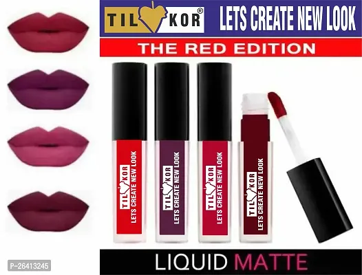 Tilkor Beauty Sensational Long Lasting Liquid Matte Mini Lipstick-Set Of 4