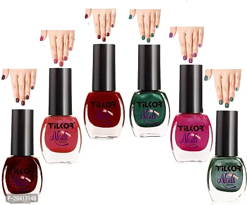 Tilkor Exclusive Collection Nail Polish For Trendy Girls And Women- Pack Of 6