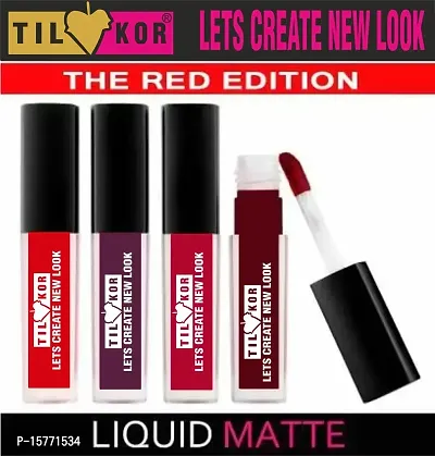 Non Transfer Waterproof Longlasting Liquid Matte Mini Lipstick Combo Pack Of 4-thumb0