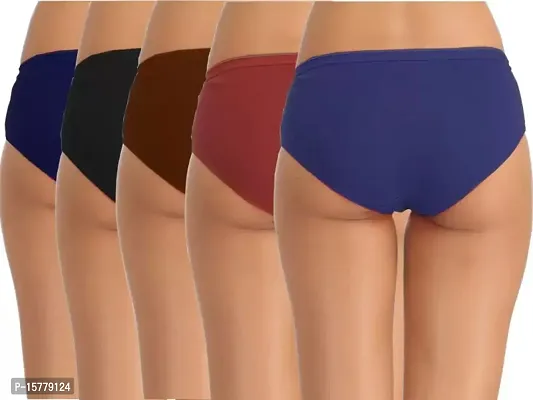 Stylish Multicoloured Cotton Solid Briefs For Women Pack Of 5-thumb2