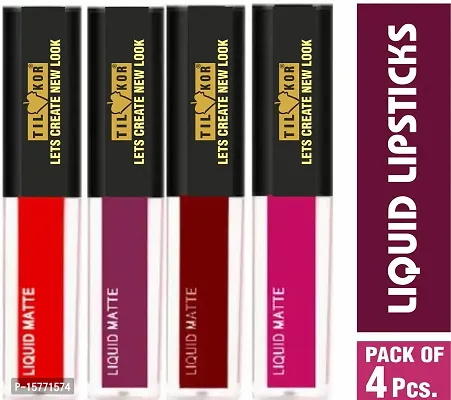 Non Transfer Waterproof Longlasting Liquid Matte Mini Lipstick Combo Pack Of 4