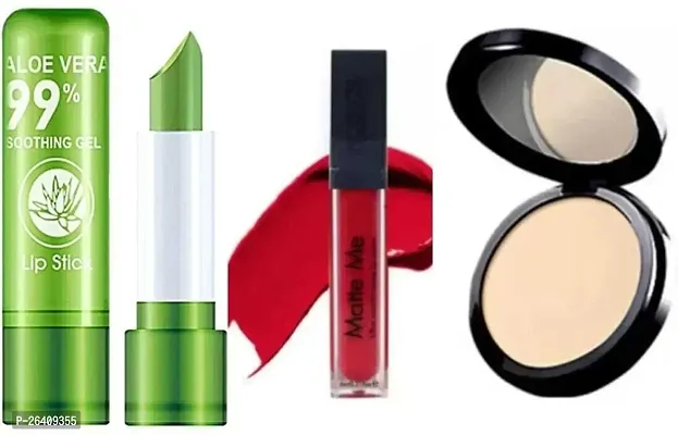 Tilkor Alouvera Lip, Matt Mee Lipstick And Compact- Set Of 3