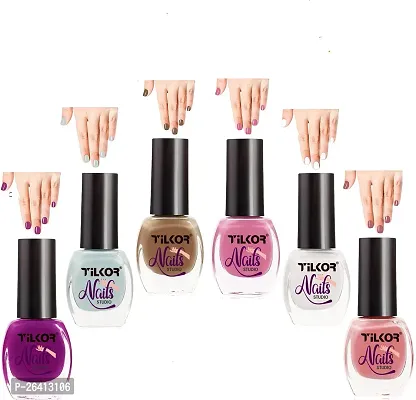 Tilkor Exclusive Collection Nail Polish For Trendy Girls And Women- Pack Of 6