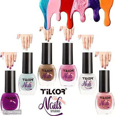 Tilkor Exclusive Collection Nail Polish For Trendy Girls And Women- Pack Of 6