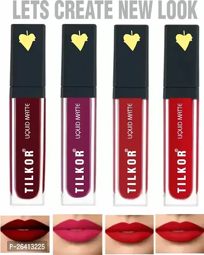 Tilkor Beauty Sensational Long Lasting Liquid Matte Mini Lipstick-Set Of 4