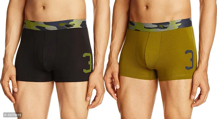 Stylish Multicoloured Cotton Blend Solid Trunks For Men Pack Of 2