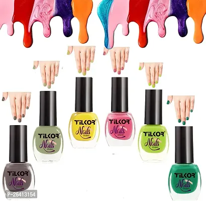 Tilkor Exclusive Collection Nail Polish For Trendy Girls And Women- Pack Of 6