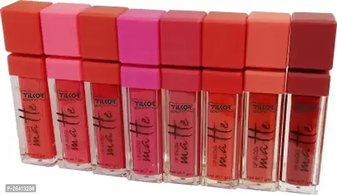 Tilkor Long lasting Smudge proof Lipstick , Non Transfer Me Girl-Set Of 8 -Multicolor, 80 Ml-thumb2