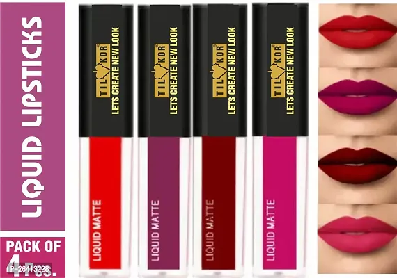 Tilkor Beauty Sensational Long Lasting Liquid Matte Mini Lipstick-Set Of 4