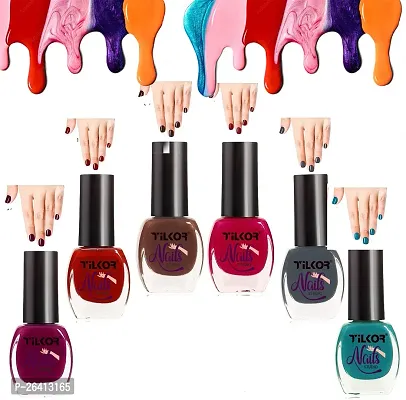 Tilkor Exclusive Collection Nail Polish For Trendy Girls And Women- Pack Of 6