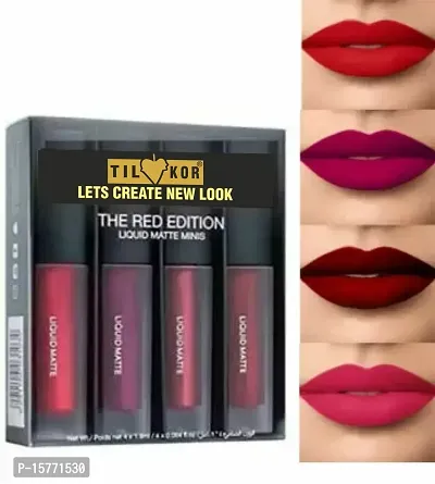 Non Transfer Waterproof Longlasting Liquid Matte Mini Lipstick Combo Pack Of 4