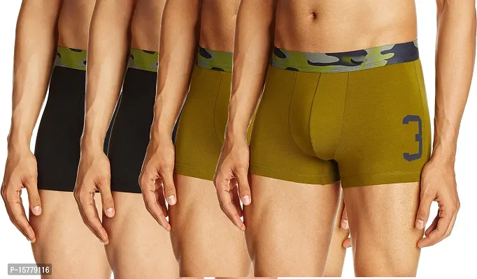 Stylish Multicoloured Cotton Blend Solid Trunks For Men Pack Of 4-thumb0