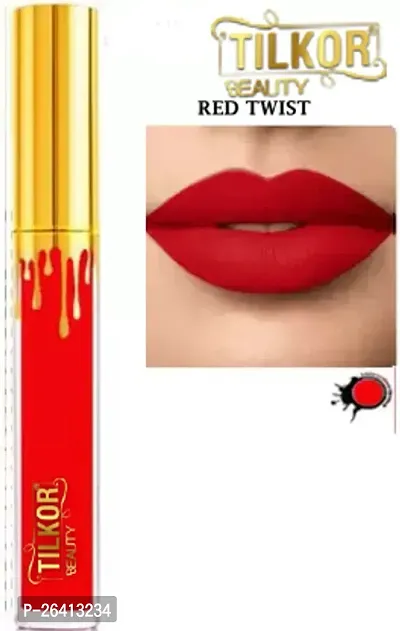 Tilkor Non Transfer Professionally Long lasting Liquid Lipstick -Red, 6 Ml