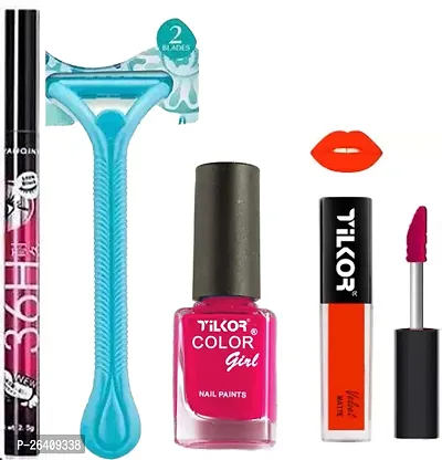 Tilkor H36 Eyeliner, Razer, Nail Polish And Matte Mini Set Combo- Set Of 4-thumb0