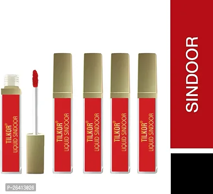 Tilkor Natural Liquid Sindoor- Red, 5 Pieces