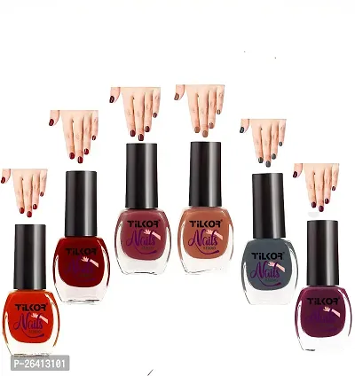 Tilkor Exclusive Collection Nail Polish For Trendy Girls And Women- Pack Of 6