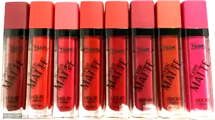 Tilkor Long lasting Smudge proof Lipstick , Non Transfer Me Girl Set Of 8 -8Color, 80 Ml-thumb0