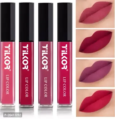 Tilkor Beauty Sensational Long Lasting Liquid Matte Mini Lipstick-Set Of 4