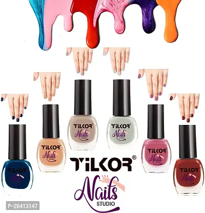 Tilkor Exclusive Collection Nail Polish For Trendy Girls And Women- Pack Of 6