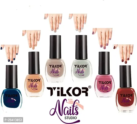 Tilkor Exclusive Collection Nail Polish For Trendy Girls And Women- 6 Pieces-thumb0